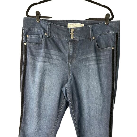 Torrid Jeans Womens Size 20R High Rise Tuxedo Stripe Super Stretch Jegging - Picture 2 of 16